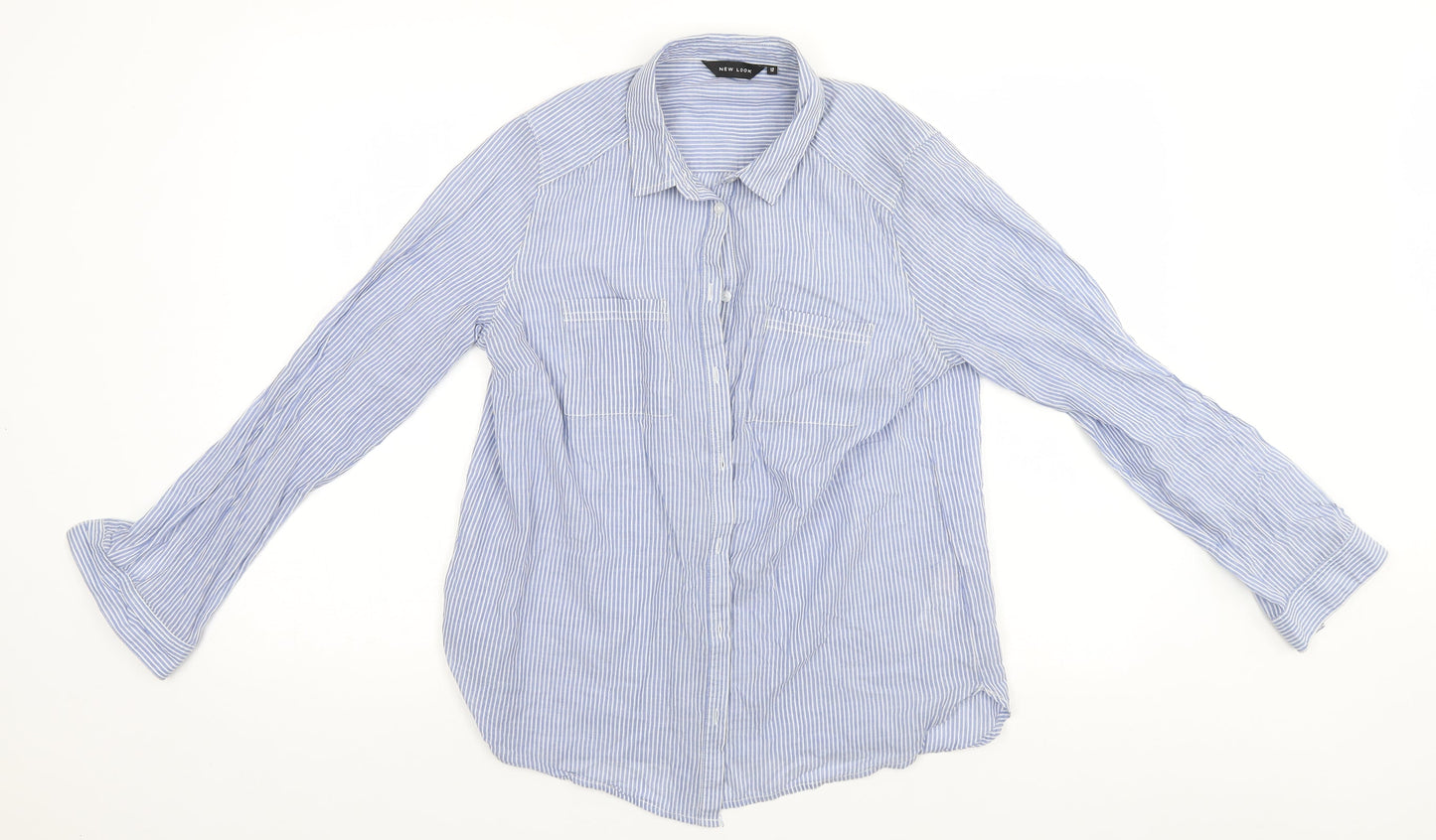 Womens UK Size 12 New Look Blue Basic Button-Up