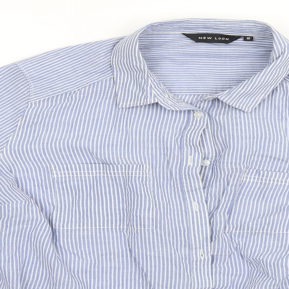 Womens UK Size 12 New Look Blue Basic Button-Up