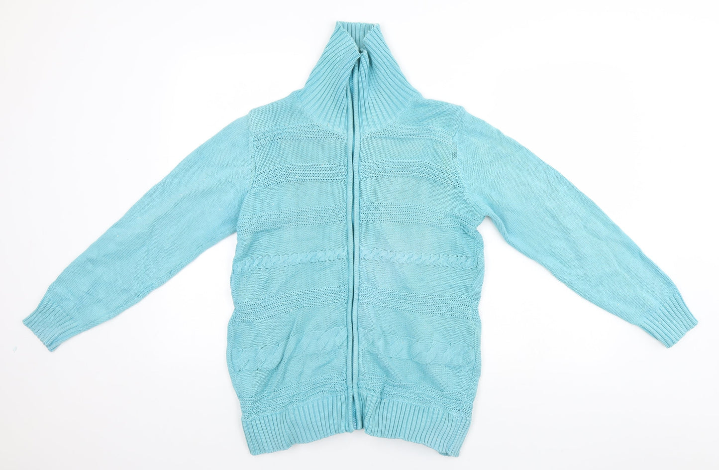 Womens UK Size M BM Blue Full Zip Jumper