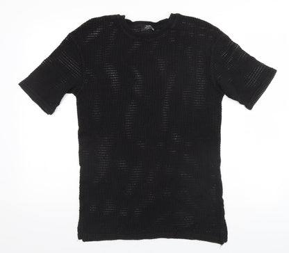 Womens UK Size M Bershka Black Basic T-Shirt