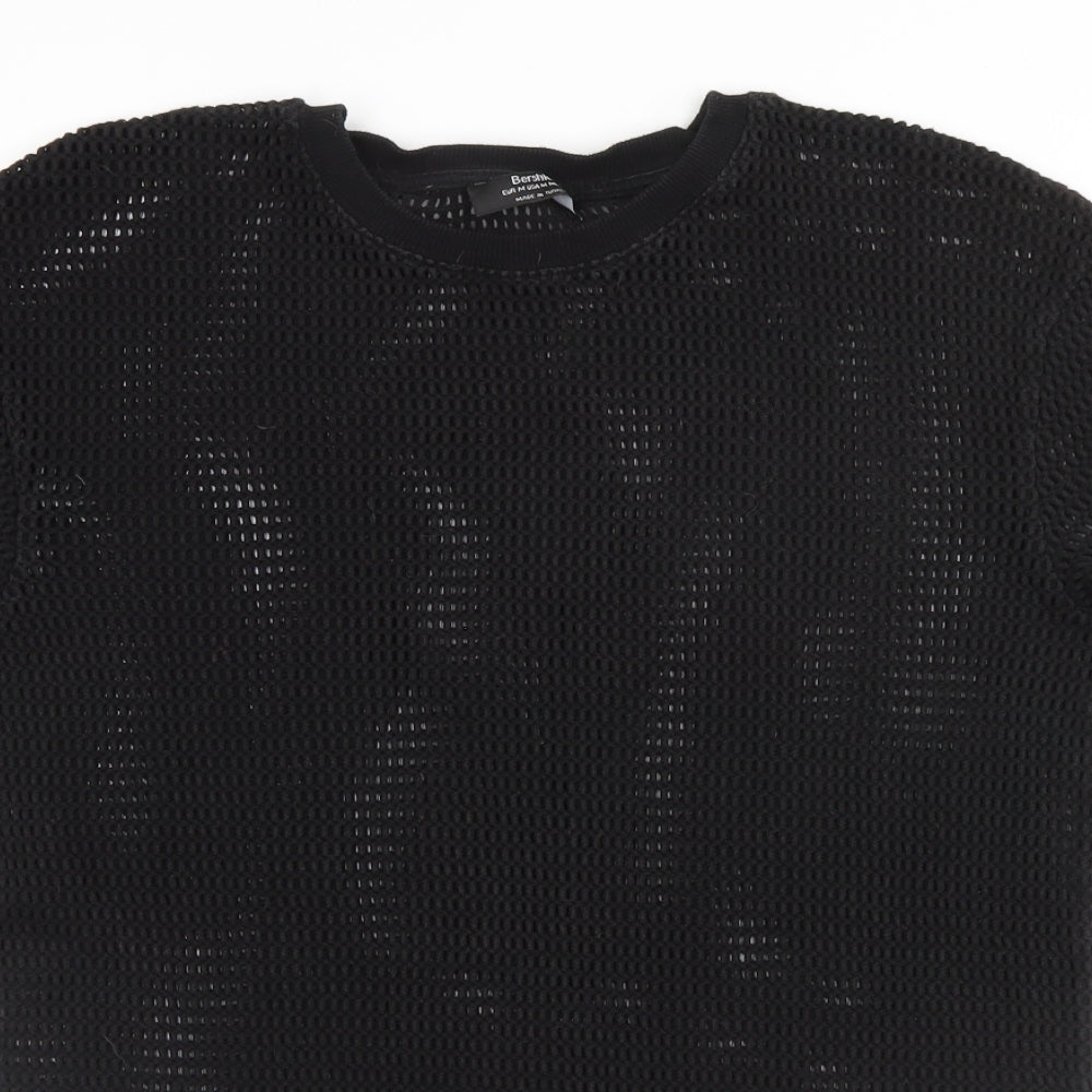 Womens UK Size M Bershka Black Basic T-Shirt