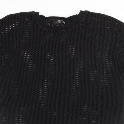 Womens UK Size M Bershka Black Basic T-Shirt