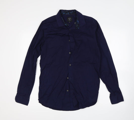 Silver Eight Mens Blue  Cotton  Button-Up Size M Collared