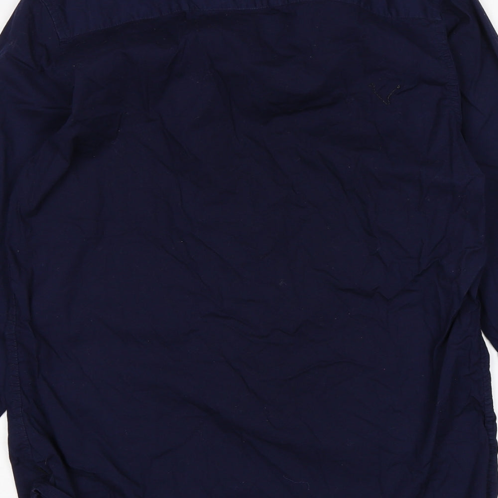 Silver Eight Mens Blue  Cotton  Button-Up Size M Collared