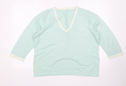 Womens UK Size 18 Berkertex Green Pullover Jumper