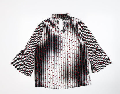 Papaya Womens Multicoloured Striped Polyester Basic Blouse Size 8 V-Neck