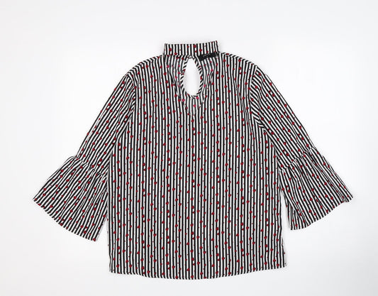 Papaya Womens Multicoloured Striped Polyester Basic Blouse Size 8 V-Neck