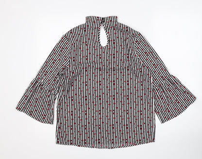 Papaya Womens Multicoloured Striped Polyester Basic Blouse Size 8 V-Neck