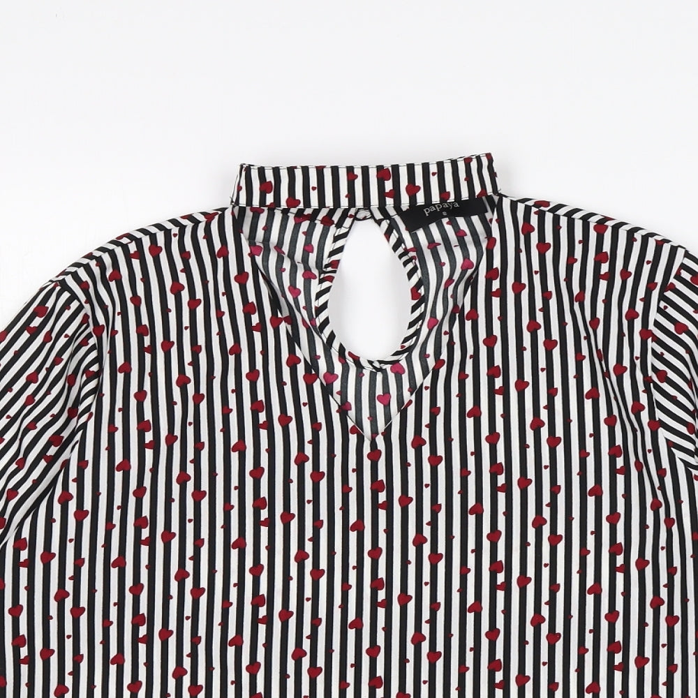 Papaya Womens Multicoloured Striped Polyester Basic Blouse Size 8 V-Neck