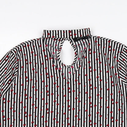 Papaya Womens Multicoloured Striped Polyester Basic Blouse Size 8 V-Neck