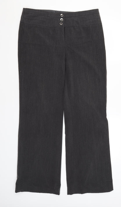 Womens UK Size 14 Collection Regular Fit Dress Pants Grey Trousers