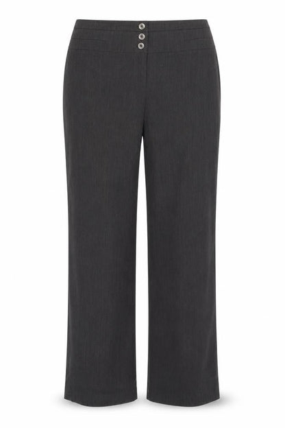 Front view of Collection women’s grey polyester dress pants trousers, size UK 14, 31-inch leg regular