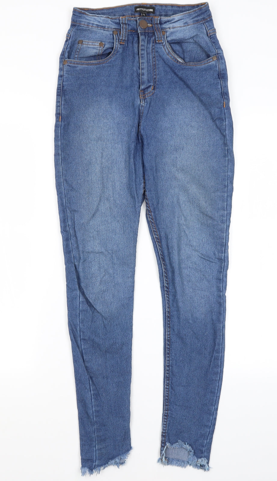 Pretty Little Thing Womens Blue  Cotton Skinny Jeans Size 6 L27 in Regular