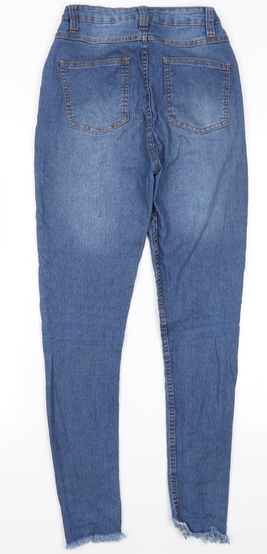 Pretty Little Thing Womens Blue  Cotton Skinny Jeans Size 6 L27 in Regular