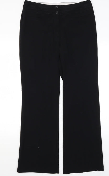Womens UK Size 12 M7S Regular Fit Dress Pants Black Trousers