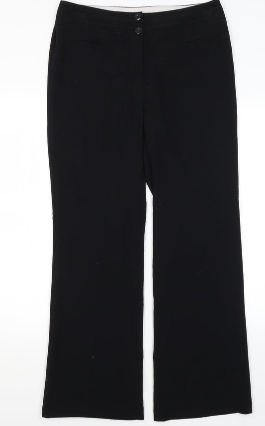 Womens UK Size 12 M7S Regular Fit Dress Pants Black Trousers