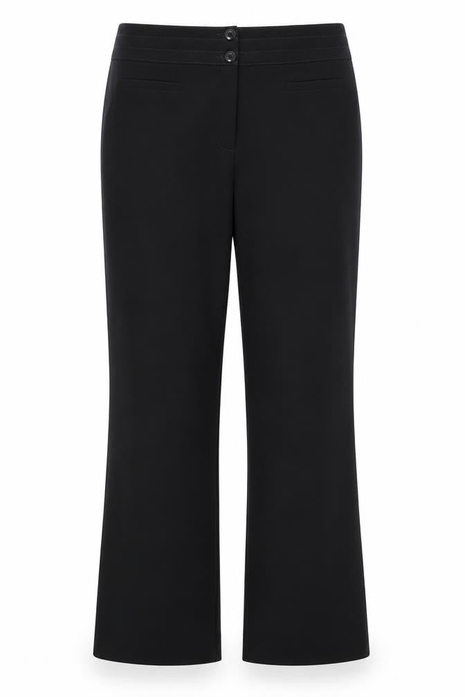 Front view of M7S women’s black polyester dress pants trousers, size UK 12, 29.5-inch leg regular