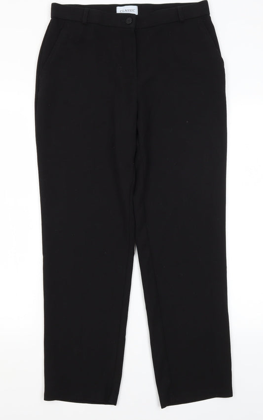 Womens UK Size 12 M&S Regular Fit Dress Pants Black Trousers