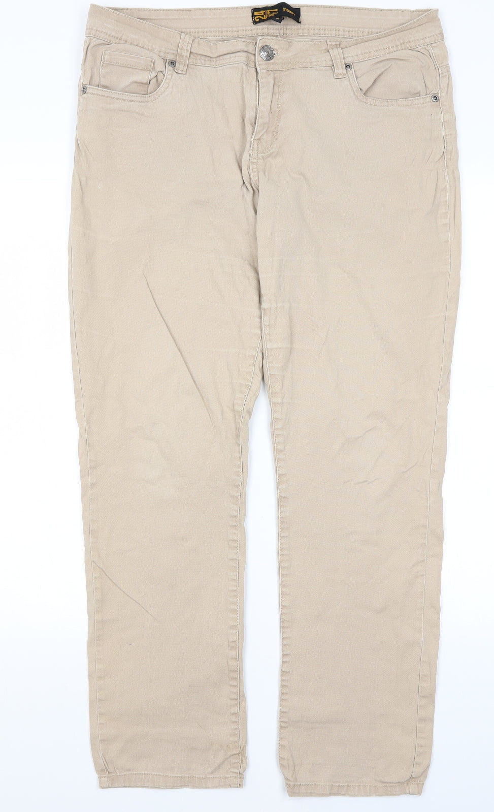24/7 Womens Beige  Cotton Chino Trousers Size 16 L28 in Regular
