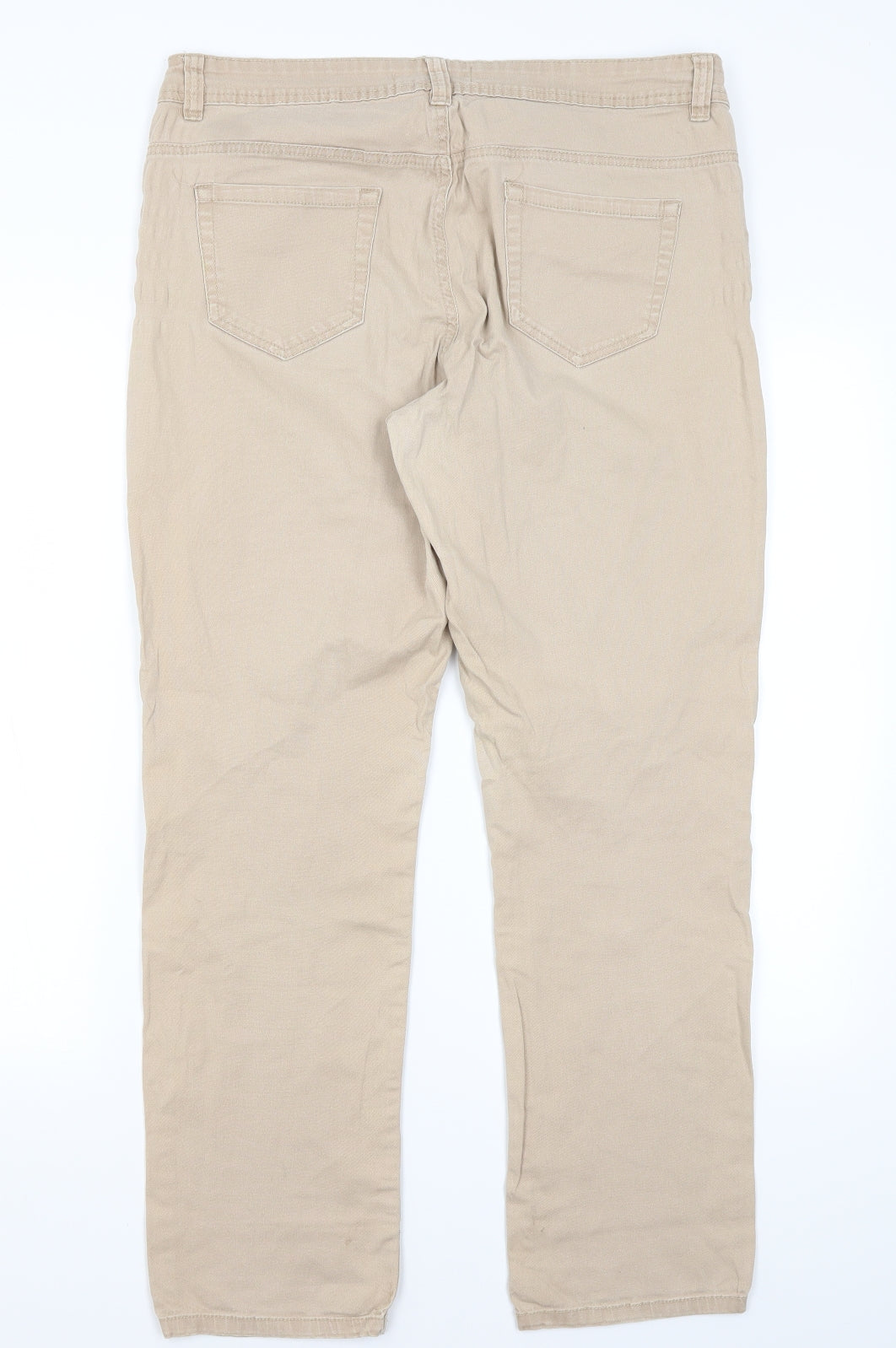 24/7 Womens Beige  Cotton Chino Trousers Size 16 L28 in Regular