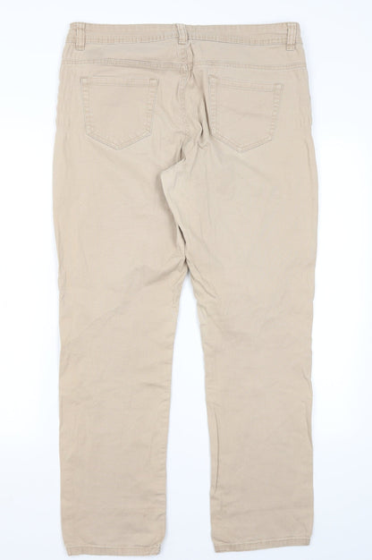 24/7 Womens Beige  Cotton Chino Trousers Size 16 L28 in Regular