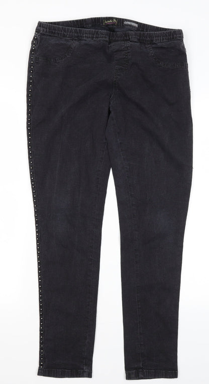 Authentic Denim Womens Grey  Cotton Skinny Jeans Size 16 L29 in Regular