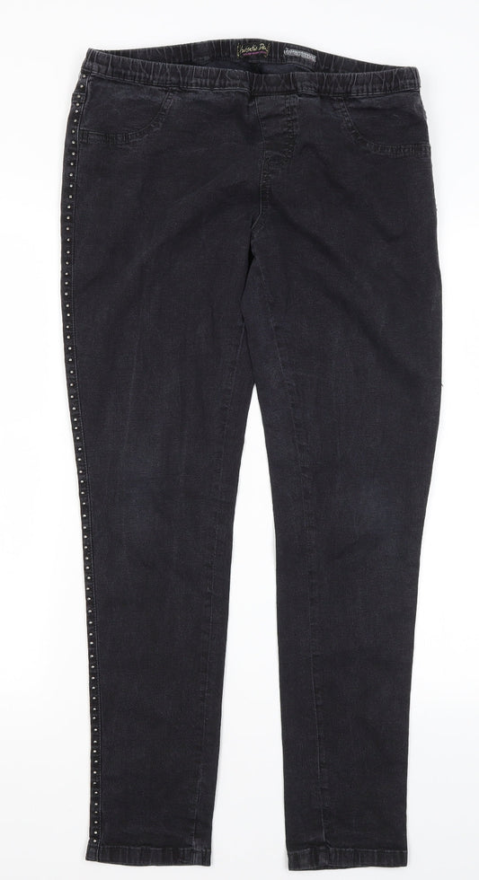 Authentic Denim Womens Grey  Cotton Skinny Jeans Size 16 L29 in Regular