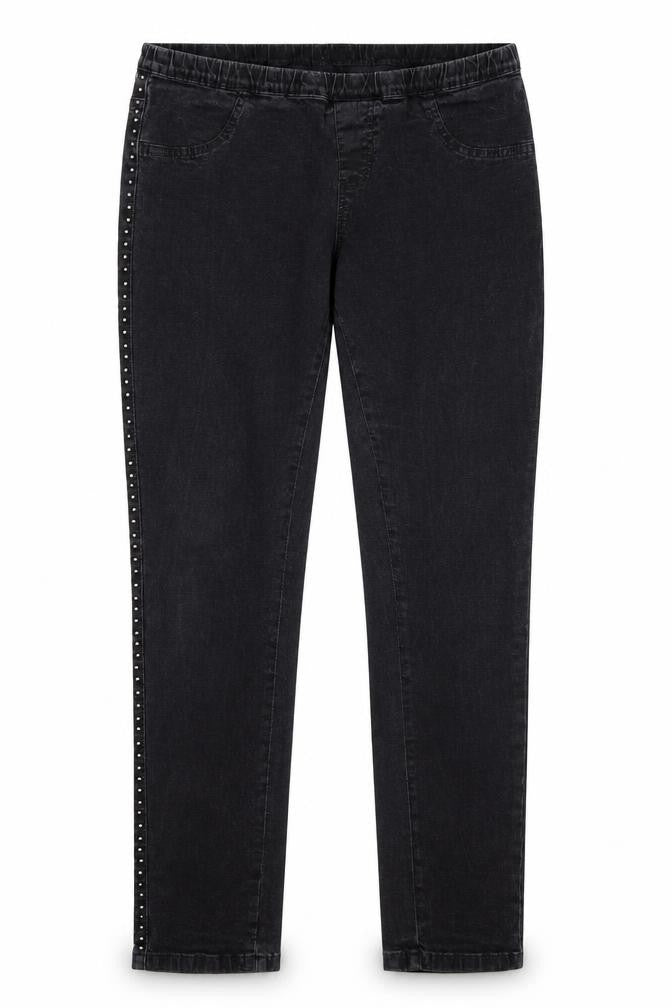 Front view of Authentic women’s grey cotton skinny jeans, size UK 16, 29-inch leg regular