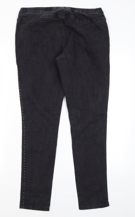 Authentic Denim Womens Grey  Cotton Skinny Jeans Size 16 L29 in Regular