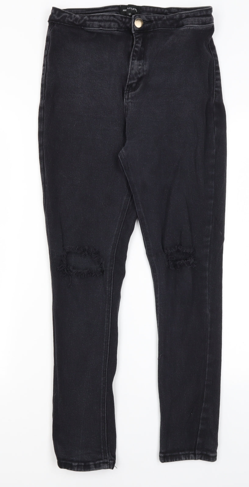 Pretty Little Thing Womens Black  Cotton Skinny Jeans Size 12 L26.5 in Regular