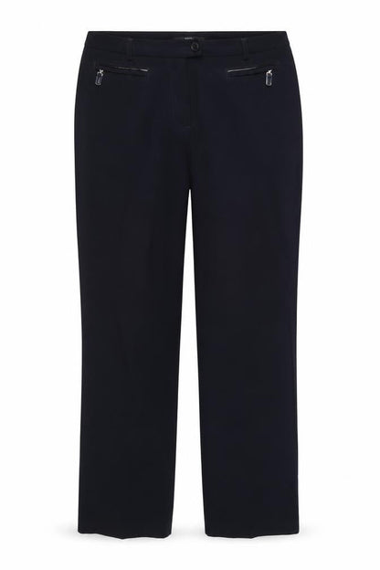 Front view of Marks & Spencer women’s blue polyester dress pants trousers, size UK 12, 31-inch leg regular