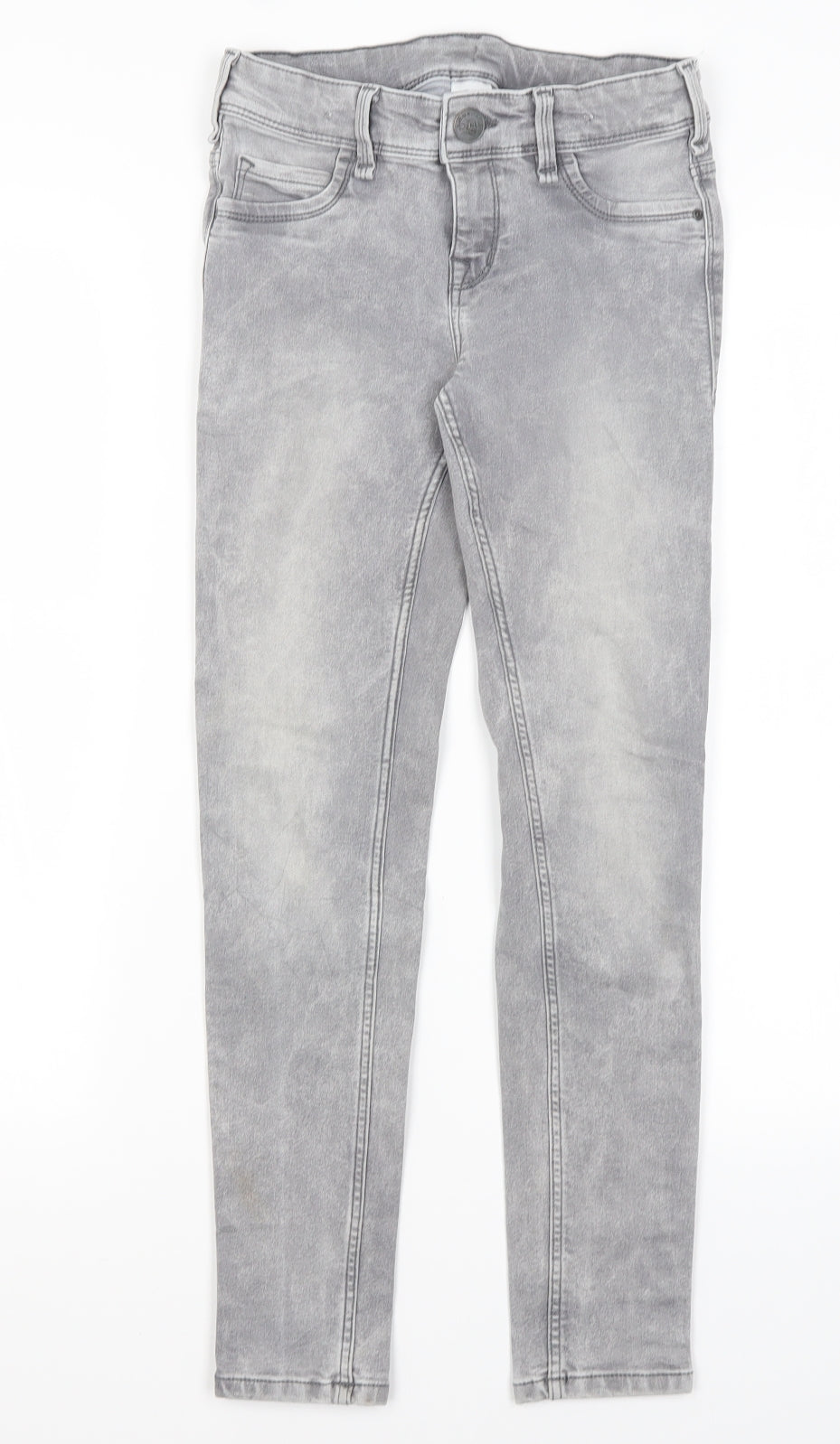 Here & There Girls Grey  Cotton Skinny Jeans Size 12 Years L25 in Regular