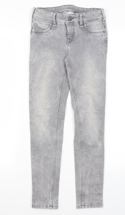 Here & There Girls Grey  Cotton Skinny Jeans Size 12 Years L25 in Regular