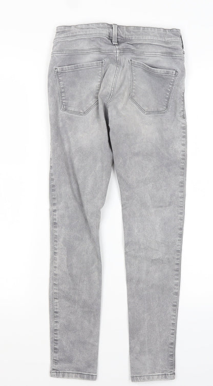 Here & There Girls Grey  Cotton Skinny Jeans Size 12 Years L25 in Regular