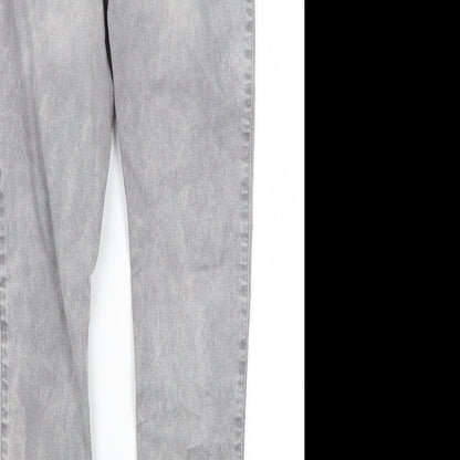 Here & There Girls Grey  Cotton Skinny Jeans Size 12 Years L25 in Regular