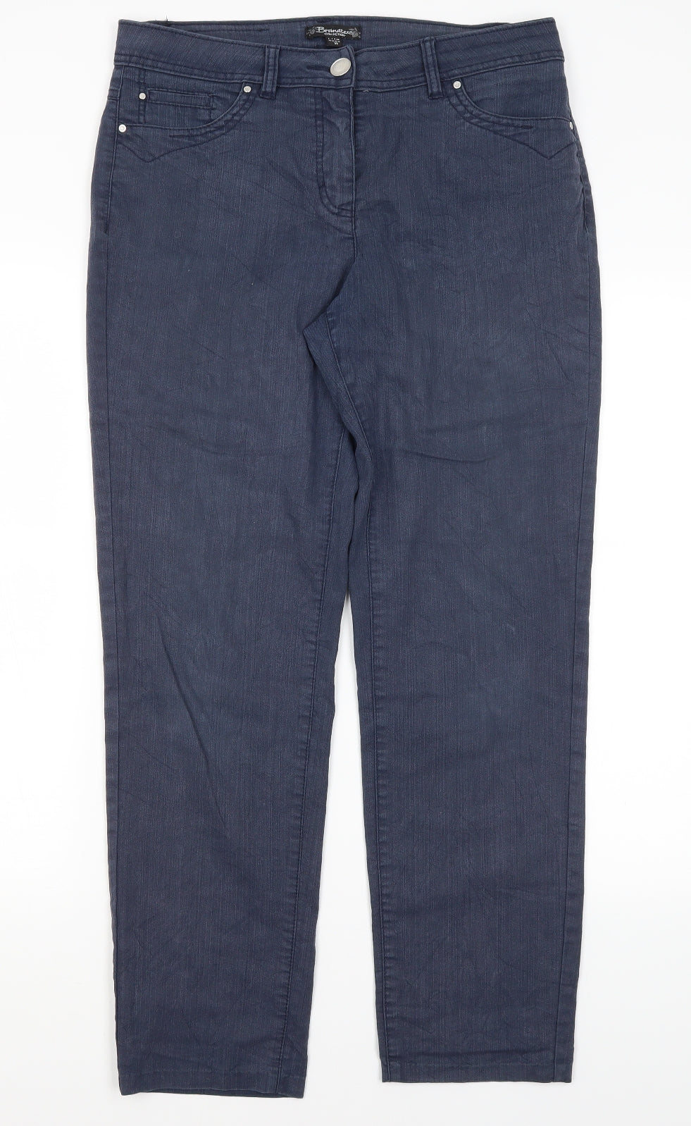 Brandtex Womens Blue  Cotton Straight Jeans Size 10 L28 in Regular
