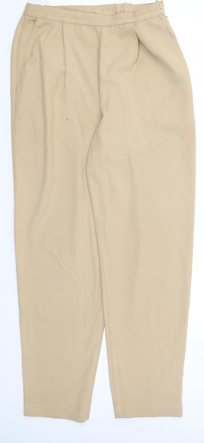 M&S Womens Brown  Polyester Trousers  Size 14 L29.5 in Regular