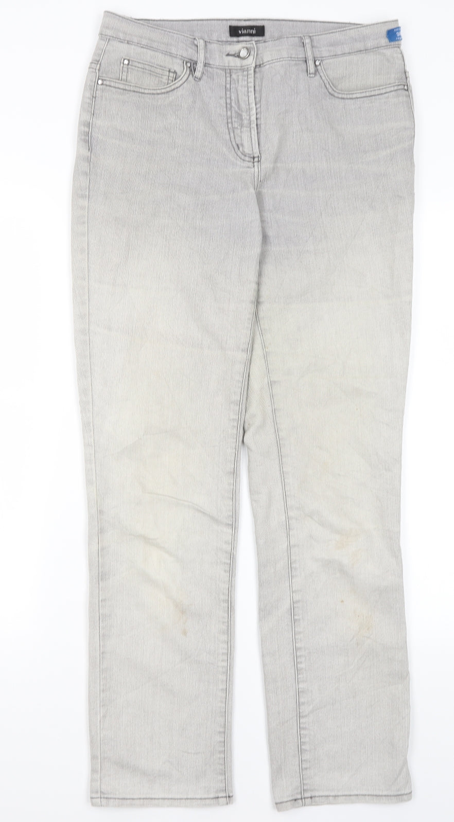 Vianni Womens Grey  Cotton Straight Jeans Size 10 L29 in Regular