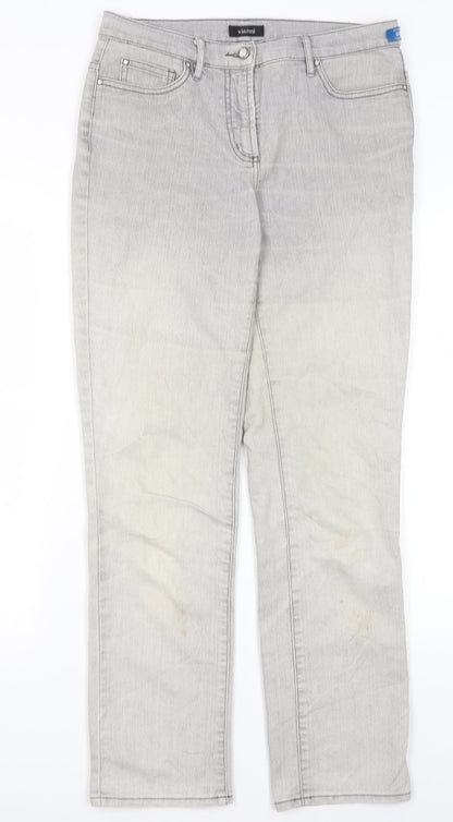 Vianni Womens Grey  Cotton Straight Jeans Size 10 L29 in Regular