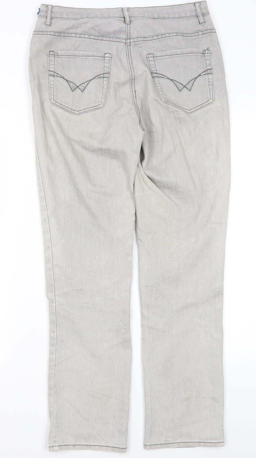 Vianni Womens Grey  Cotton Straight Jeans Size 10 L29 in Regular