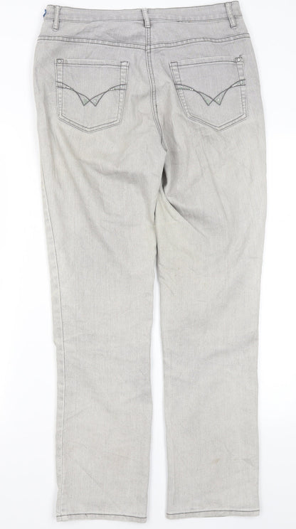 Vianni Womens Grey  Cotton Straight Jeans Size 10 L29 in Regular
