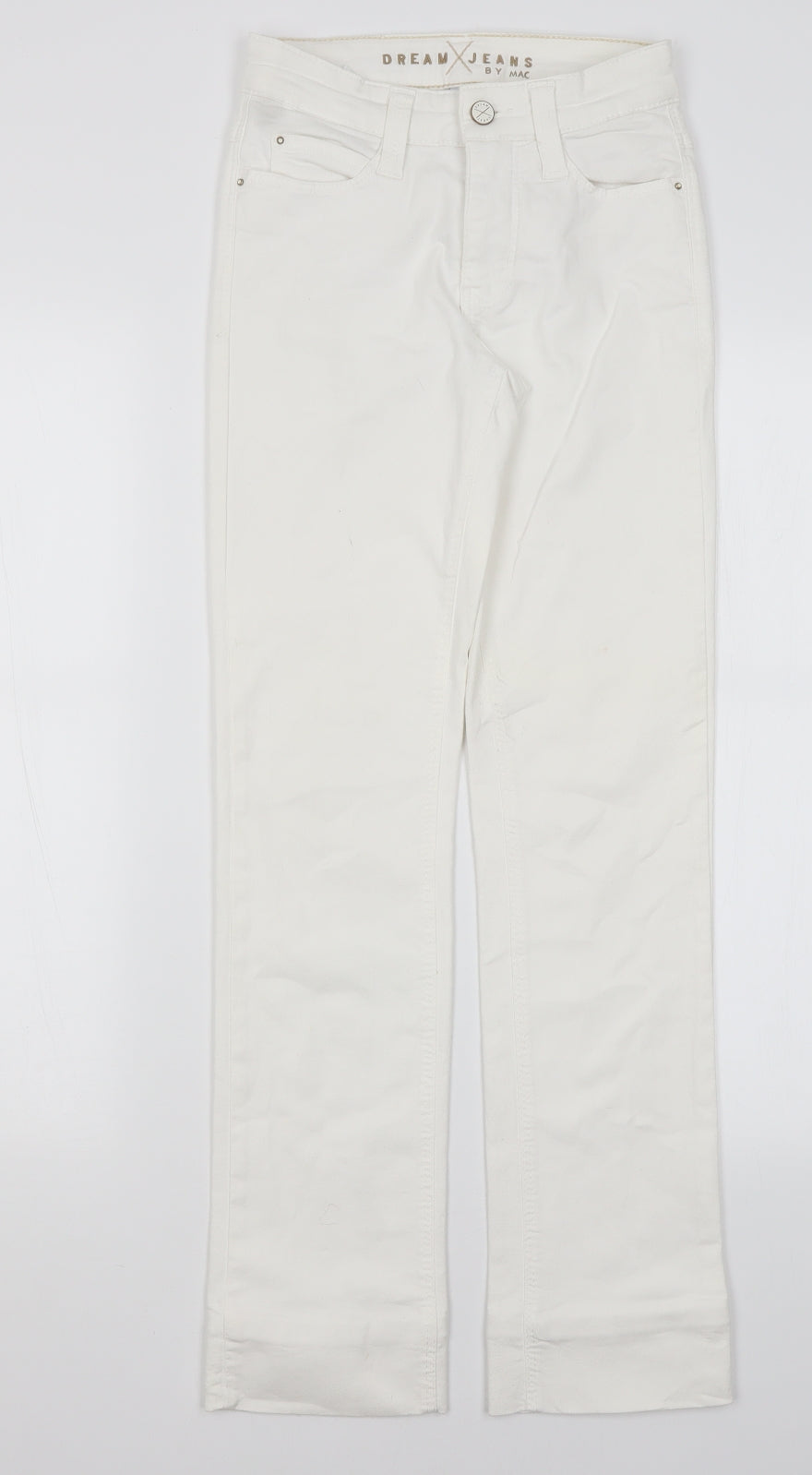 Womens UK Size 4 Mac Jeans Regular Fit Straight White Jeans