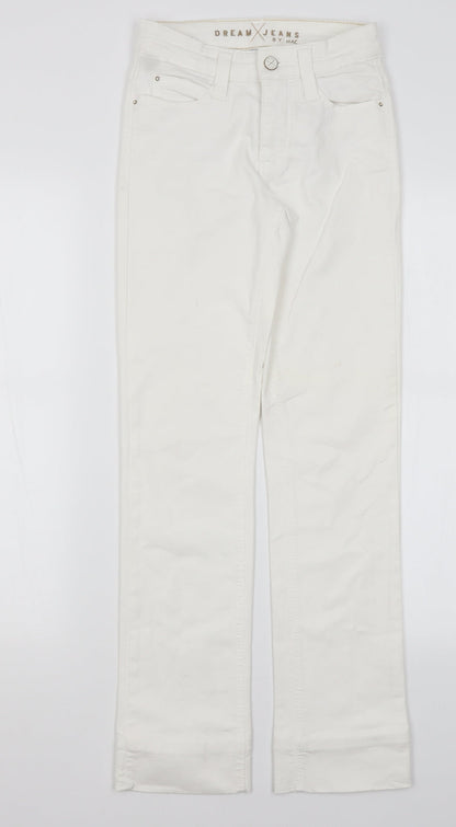 Womens UK Size 4 Mac Jeans Regular Fit Straight White Jeans