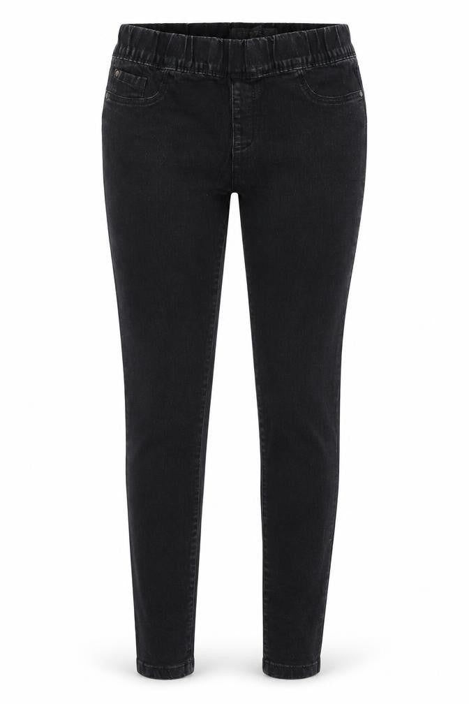 Front view of Denim Co women’s black cotton jegging jeans, size UK 12, 27-inch leg regular