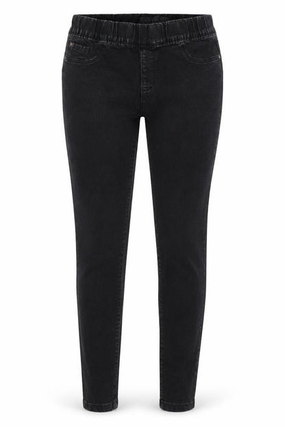 Front view of Denim Co women’s black cotton jegging jeans, size UK 12, 27-inch leg regular