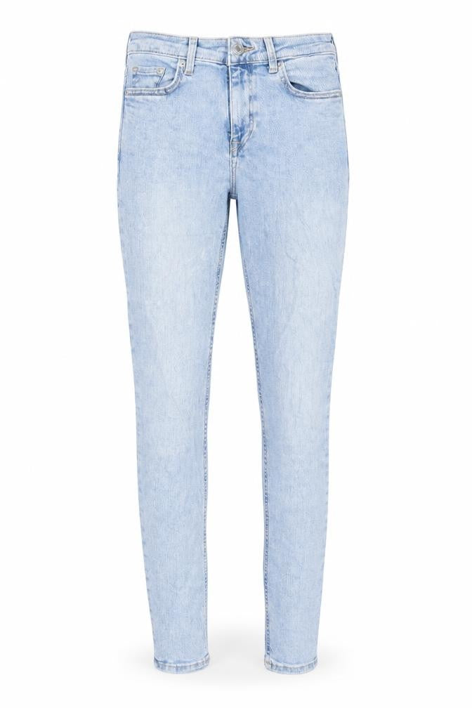 Front view of H&M women’s blue cotton skinny jeans, size UK 26, in, 30-inch leg regular