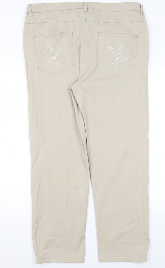 Womens UK Size 18 Alexara Regular Fit  Beige Trousers
