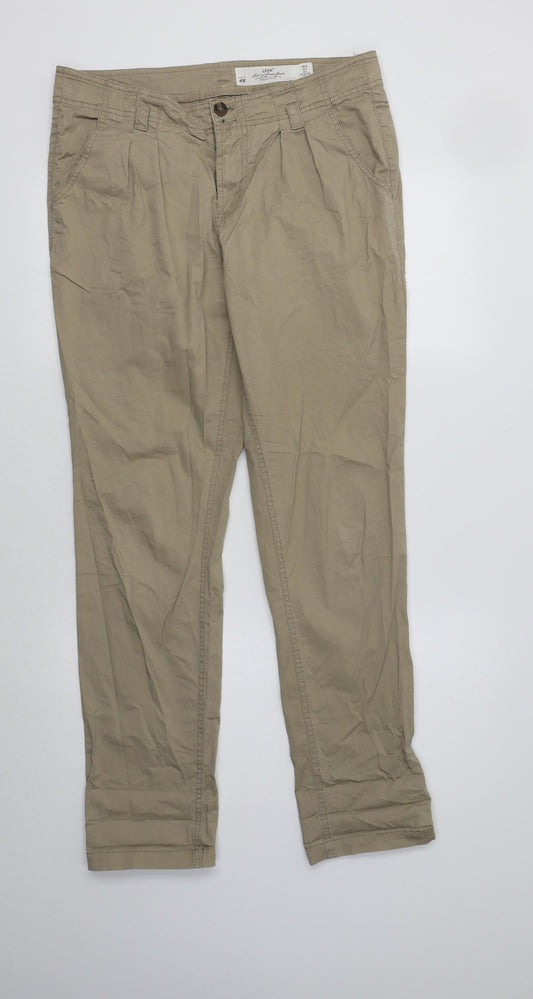 Womens UK Size 10 H&M Regular Fit  Beige Trousers