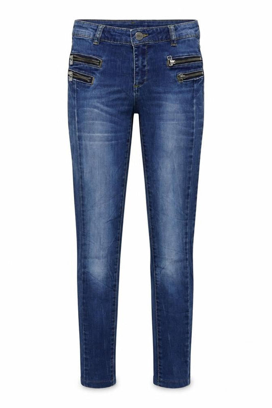 Front view of Only women’s blue cotton skinny jeans, size UK 6, 27-inch leg regular