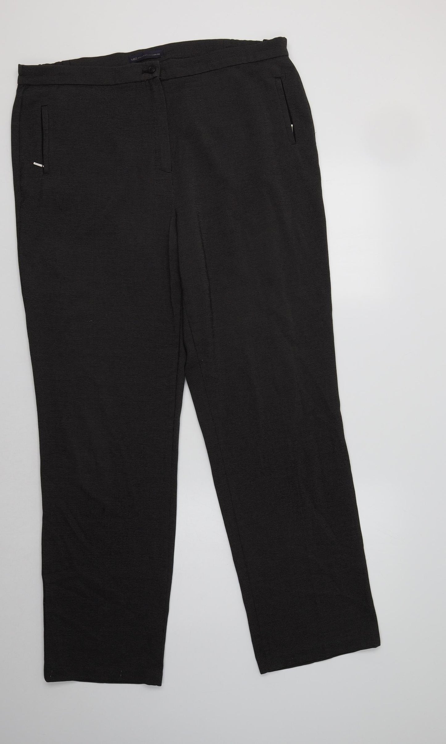 Womens UK Size 16 M&S Regular Fit Dress Pants Grey Trousers